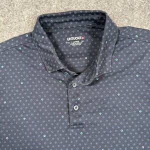 UNTUCKit Shirt Large Navy Horseshoe Print Damaschino Regular Fit Polo Cotton Men